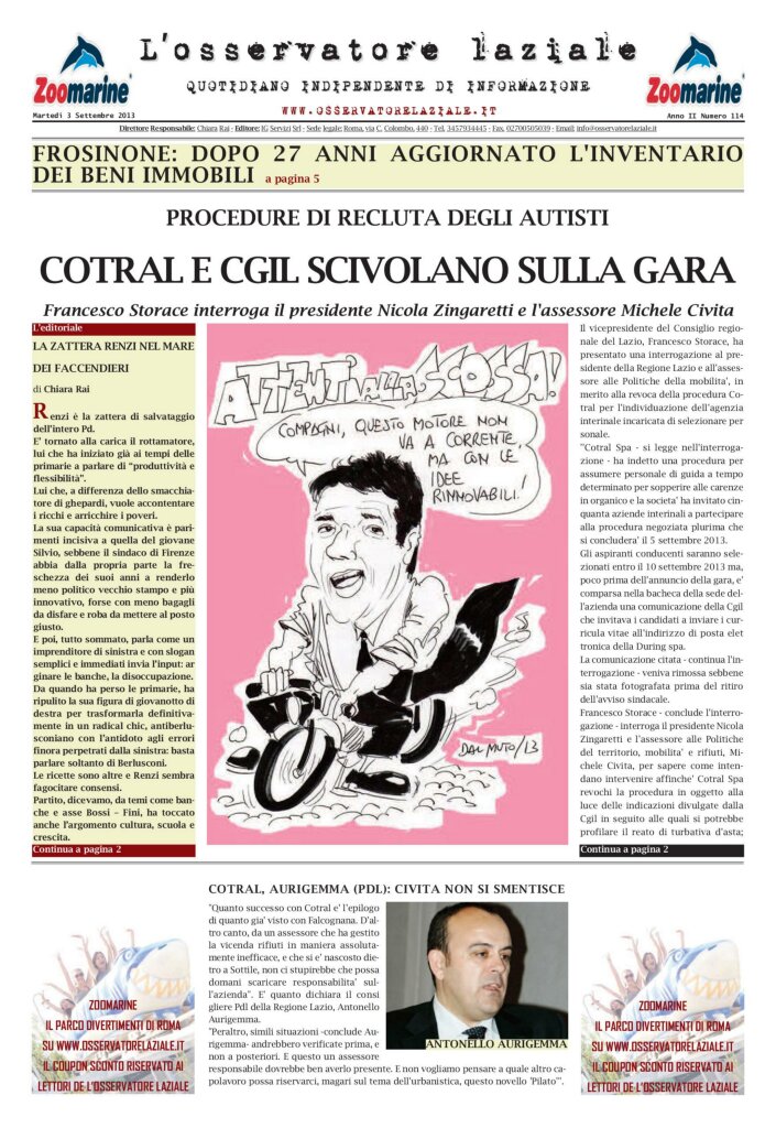 L'osservatore d'Italia edizione del 3 Settembre 2013